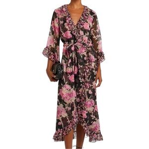 Misa Los Angeles Pink Floral Long Sleeve Dress size S